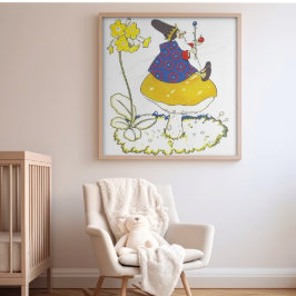 Vintage Whimsical Sagobok Bröllop i Skogen  Poster