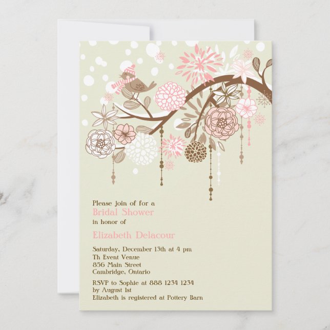 Vintage Whimsical Winter Inbjudningskort för möhip (Framsida)