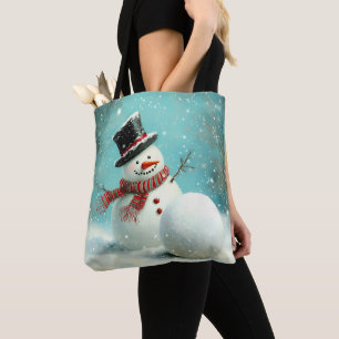 Vintage Whimsical Winter Snögubbe Joy Tygkasse