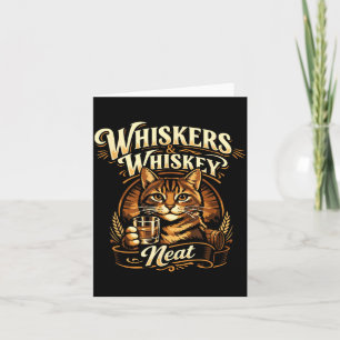 Vintage Whiskers och Whiskey Neat Kattälskare Kort