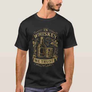 Vintage Whiskey Emblem - Retro Flaska & Glass Desi T Shirt