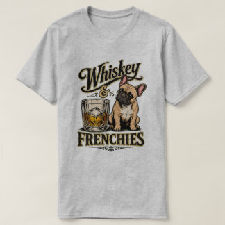 Vintage Whiskey och Frenchies Fransk Bulldogg T Shirt