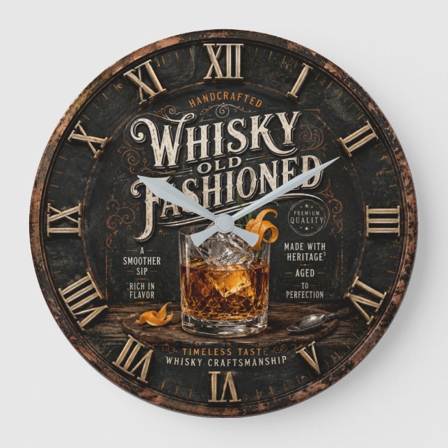 Vintage Whiskey  Stor Klocka (Framsida)