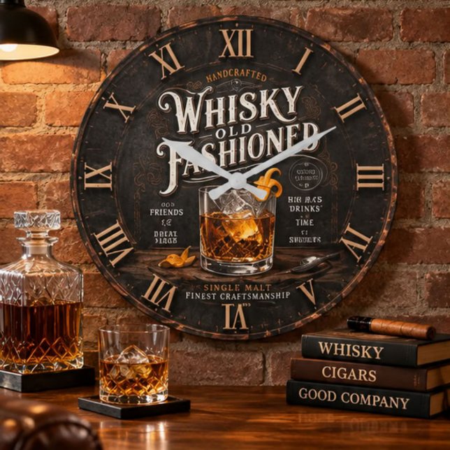 Vintage Whiskey  Stor Klocka (Skapare uppladdad)