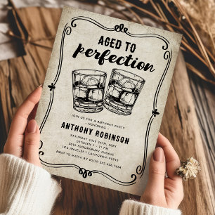 Vintage whisky födelsedagsinbjudan inbjudningar