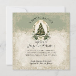 Vintage White Blommigt Winter Julgran Elegant Inbjudningar