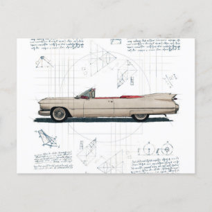 Vintage White Cadillac Car Vykort