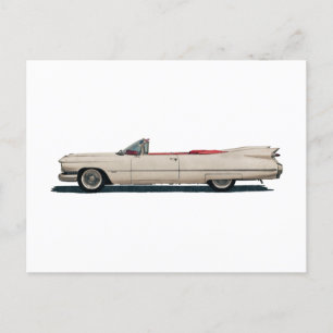 Vintage White Cadillac Car Vykort