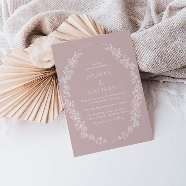 Vintage White Chinoiserie Blommigt Bröllop Inbjudningar (Skapare uppladdad)