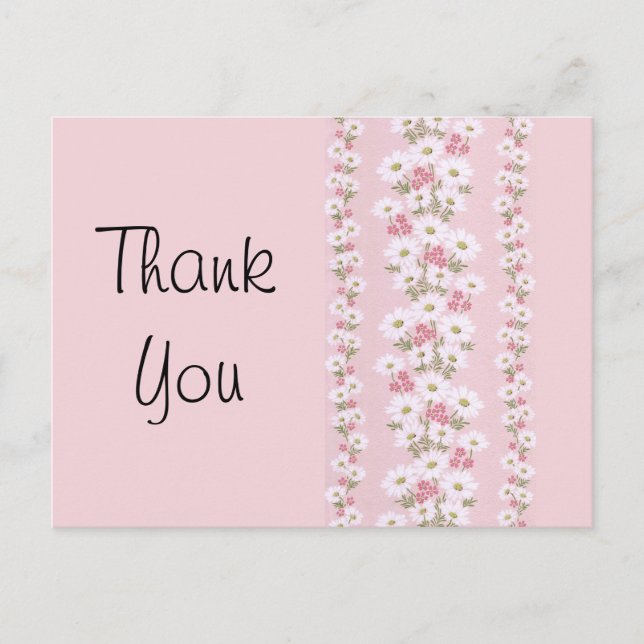 Vintage White Daisys Blommigt Tapet Vykort (Framsida)