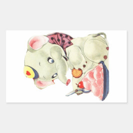 Vintage White Elephant ättårta efterrätt Rectan Rektangulärt Klistermärke