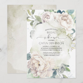 Vintage White Flowers and Greenery Möhippa Inbjudningar