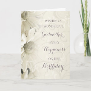 Vintage White Flowers Godmor Birthday Kort