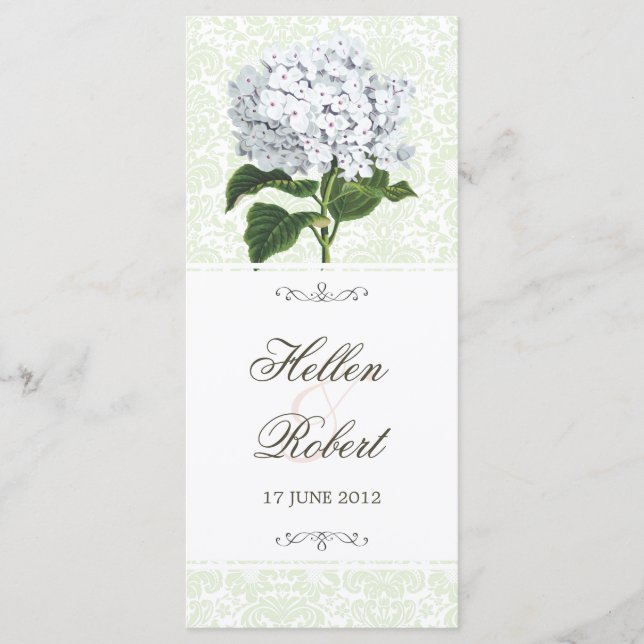 Vintage White Hydrangea Bröllop Ceremony Program (Framsida)
