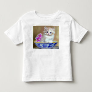 Vintage White Kitten Illustration T Shirt