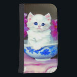 Vintage White Kitten med Rosa Flowers Galaxy S4 Plånbok<br><div class="desc">Samsung Galaxy Wallet Case med en söt vit kattunge! Den här fluffa katten ligger i en blå skål som är dekorerad med rosa blommor. En underbar gåva till kattälskare och Viktorianska konstentusiaster!</div>