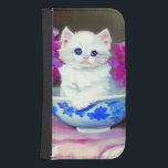 Vintage White Kitten med Rosa Flowers Galaxy S4 Plånbok<br><div class="desc">Samsung Galaxy Wallet Case med en söt vit kattunge! Den här fluffa katten ligger i en blå skål som är dekorerad med rosa blommor. En underbar gåva till kattälskare och Viktorianska konstentusiaster!</div>