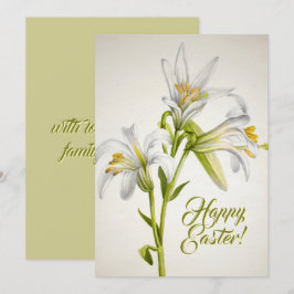 Vintage White Lily Flowers Glad påsk Card Kort