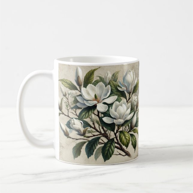 Vintage White Magnolia Botanical Kaffemugg (Vänster)