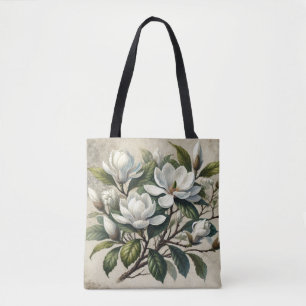 Vintage White Magnolia Botanical Tygkasse