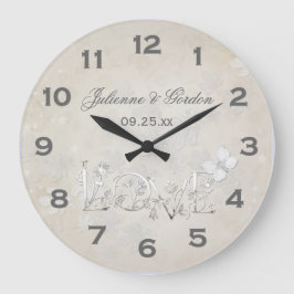 Vintage White on White Bröllop Clock Stor Klocka