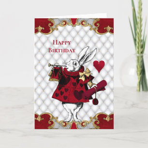 Vintage White Rabbit Alice i Wonderland Birthday Kort