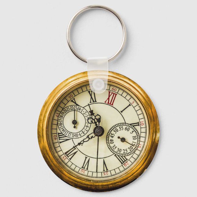 Vintage White Rabbit Ancient steampunk Watch Nyckelring (Framsida)