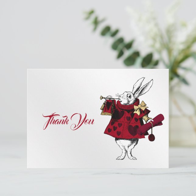 Vintage White Rabbit Hearts Tack Kort (Stående Fram)