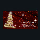 Vintage White Red Glitter Julgran Helgdag Fraktsedel<br><div class="desc">Det här är Helgdag adressetikett. Den här designfunktionen är ett handskrivet teckensnitt i guld med rulla ram accents på en vit bakgrund i Snö Glitter,  med ett rustiskt texturerat utseende. Anpassningsbar returadress text. Personlig adressetiketter för alla dina utskick.</div>