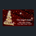 Vintage White Red Glitter Julgran Helgdag Fraktsedel<br><div class="desc">Det här är Helgdag adressetikett. Den här designfunktionen är ett handskrivet teckensnitt i guld med rulla ram accents på en vit bakgrund i Snö Glitter,  med ett rustiskt texturerat utseende. Anpassningsbar returadress text. Personlig adressetiketter för alla dina utskick.</div>