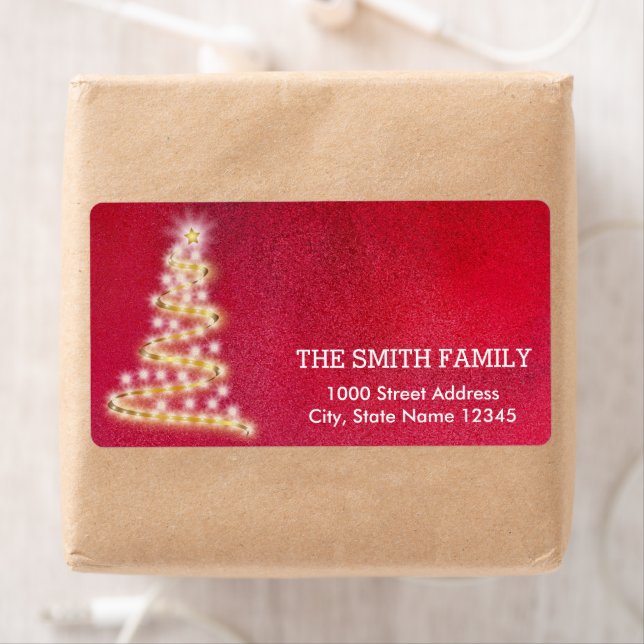 Vintage White Red Glitter Julgran Helgdag Fraktsedel (Insitu)