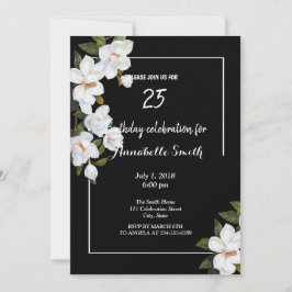 Vintage White Rose Födelsedag Inbjudningar