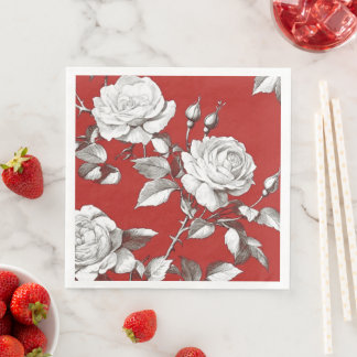 Vintage White Rose Pappersservett