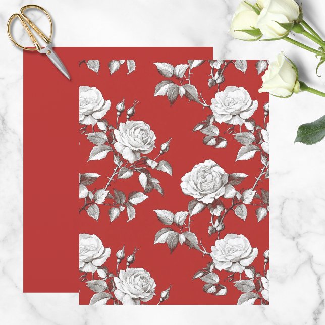 Vintage White Rose Scrapbookpapper (Skapare uppladdad)