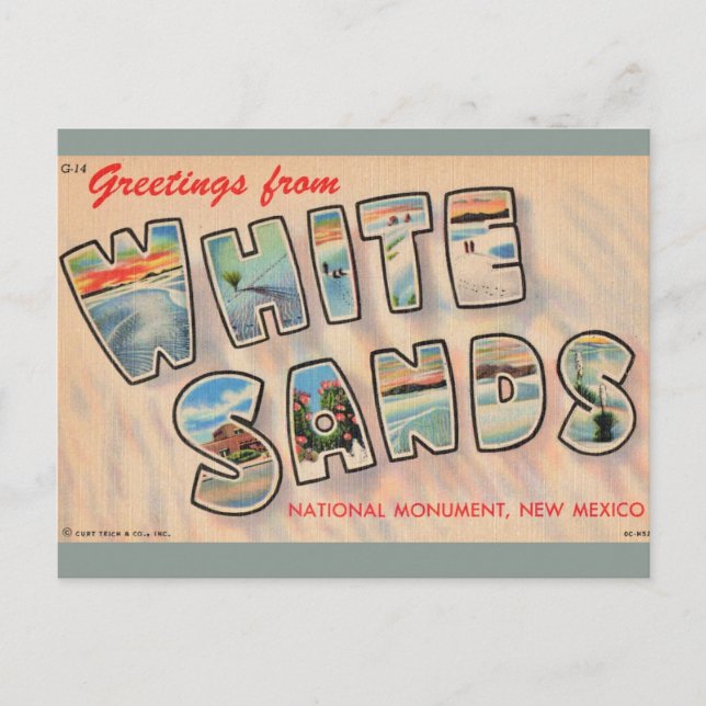 Vintage White Sands NM vykort (Framsida)
