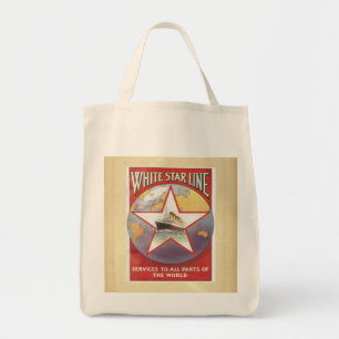 Vintage White Star Cruisefartyg Reklam Tygkasse