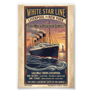 Vintage White Star Line Olympic & Titanic-affisch Fototryck