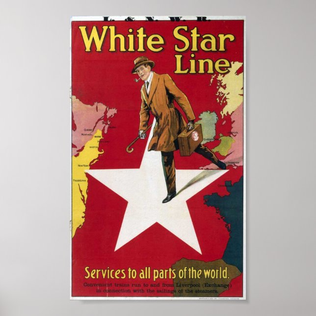 Vintage White Star Line Travel Poster (Framsidan)