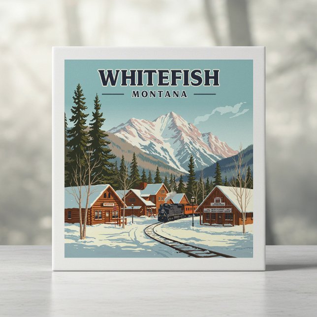 Vintage Whitefish Montana Kakelplatta (Skapare uppladdad)