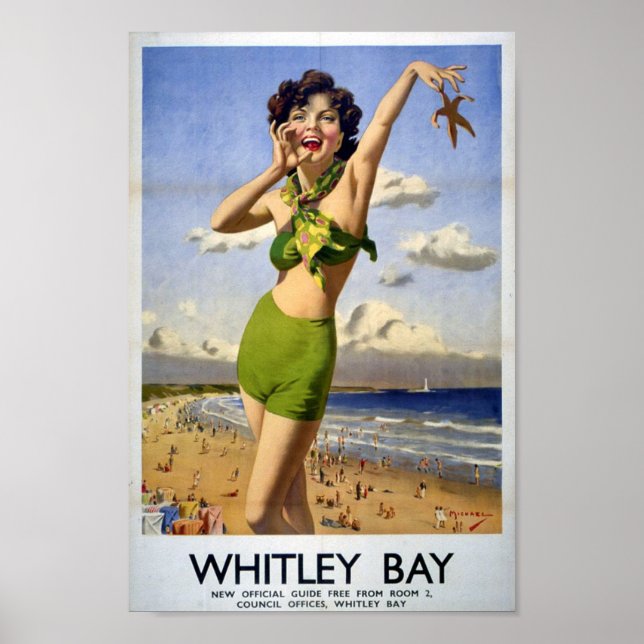 Vintage Whitley Bay, England Poster (Framsidan)