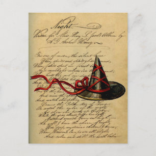 Vintage Wicca Chic Witch Hat Night Rhyme Vykort
