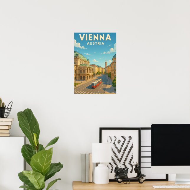 Vintage Wien Österrike Resa Affisch (Hemmakontoret)