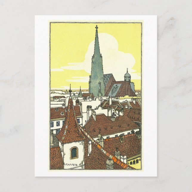 Vintage Wien Stefanskirche Postcard Vykort (Framsida)