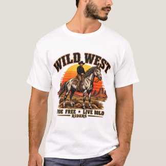 Vintage Wild West Cowboyryttare Häst T Shirt