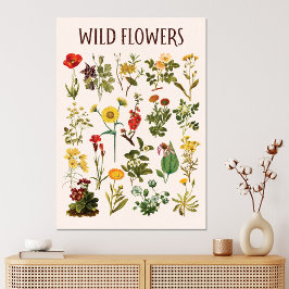 Vintage Wildblomdiagram Canvastryck