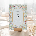 Vintage WildblomFern Dusty Blue Bröllop Bordsnummer<br><div class="desc">Den här vintagen är en elegant arrangemang av klassisk guld-geometrisk ramar som är förskönad med ömtålig boho-blommigt-grönt-buketter och -stammar. Med en palett av tidlös, lätt, dammig, blå bakgrund med enkel klassisk svart typografi och vita, färgstarka vilda blommor, skapande en underbar och polerad romantisk känsla. Genom att samordna stilar med avslappnad...</div>