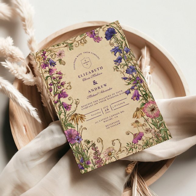 Vintage WildblomGarden Wedding Inbjudningar (Skapare uppladdad)