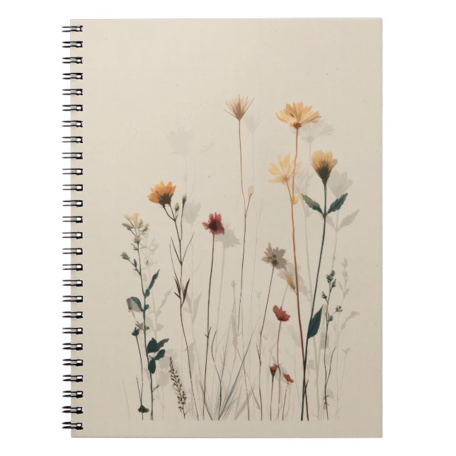 Vintage Wildblomma Botanical Notebook Anteckningsbok (Framsidan)