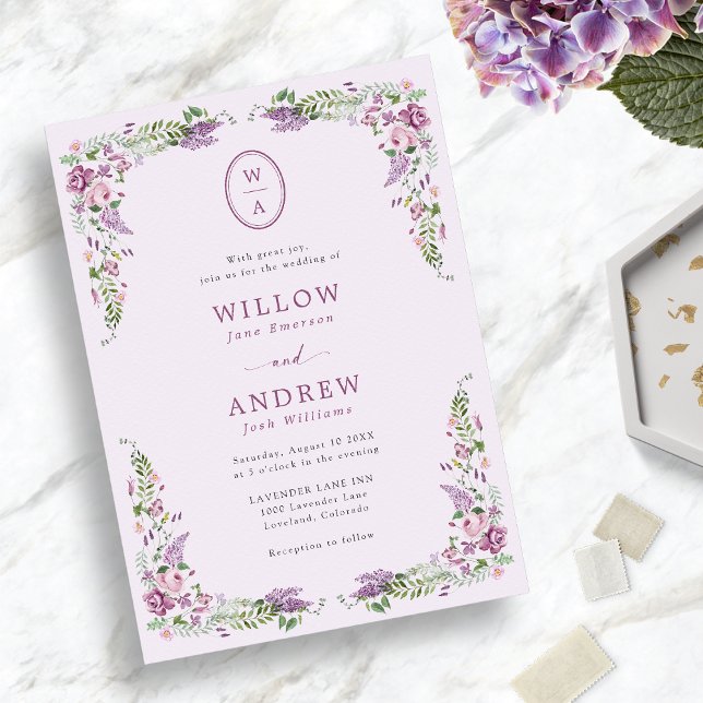 Vintage Wildblomma Bröllop Inbjudningar (Vintage Wildflower Wedding Invitation
)