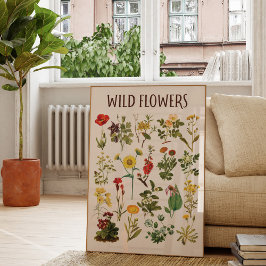 Vintage Wildblomma Diagrammur Art Poster